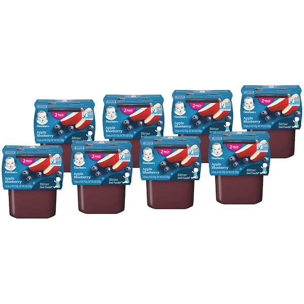 Gerber 2nd Foods Apple Blueberry Baby Food 4 oz., PK16
